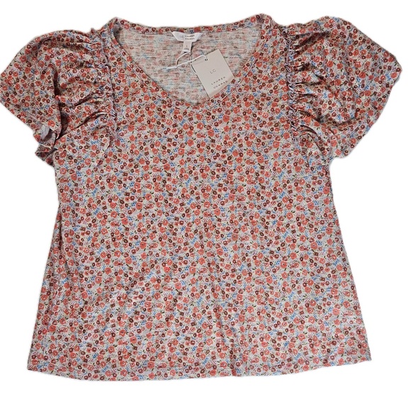 LC Lauren Conrad Tops - LC Lauren Conrad Floral Blouse Womens Large Multicolor Flutter Sleeve Boho Top